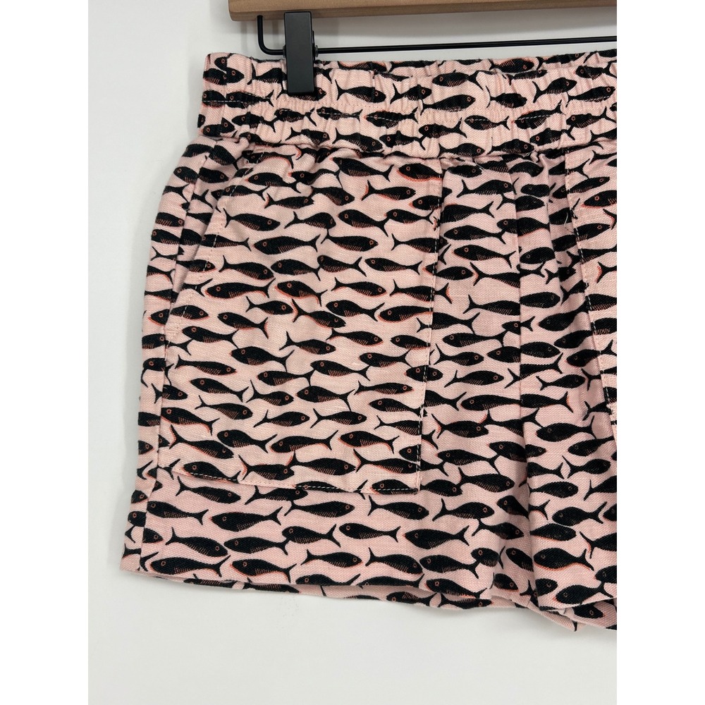 J. Crew Minnow Fish Print Linen Blend Pull On Elastic Waist Shorts In Medium - Picture 7 of 9